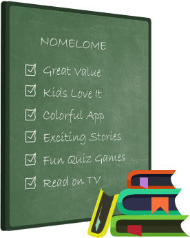 NoMeLoMe Great Value, Kids Love It, Colorful App, Exciting Stories, Fun Quiz Games, Read on Tv